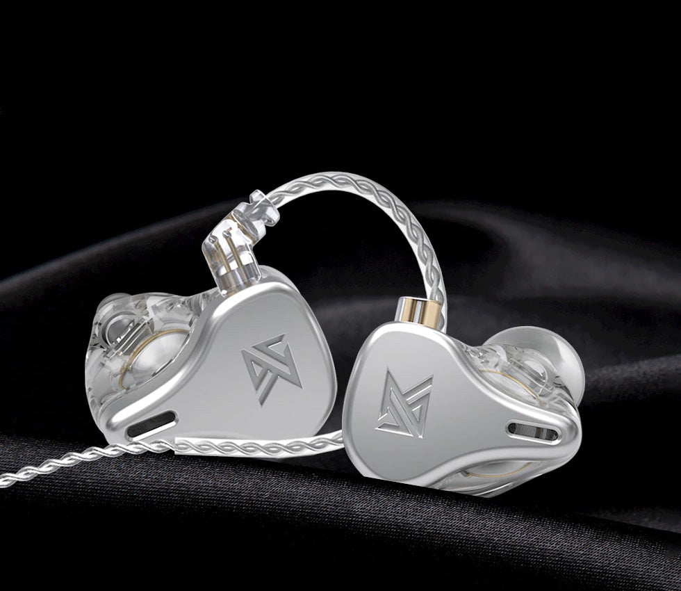 KZ DQ6 Hybrid 3DD headphones, HIFI bass dynamics, Ear monitor, Noise cancellation, HD microphone, Silver