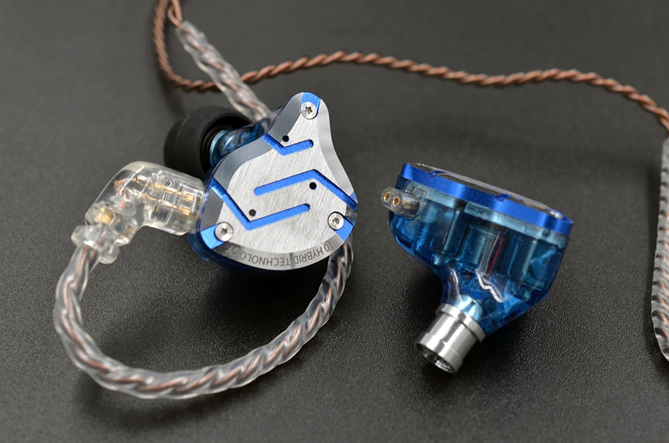 KZ ZS10 Pro Blue-Kopfhörer, 4BA+1DD Hybrid 10 Treiber, HIFI-Bass, Monitor, Metall, mit HD-Mikrofon-Rauschunterdrückung