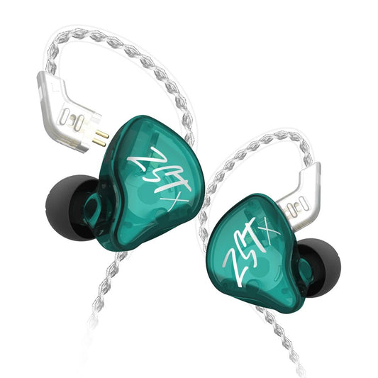 KZ ZST X Kopfhörer, 1BA+1DD, Hybrideinheit, In-Ear, HIFI Bass Sports, Mikrofon, Cyan