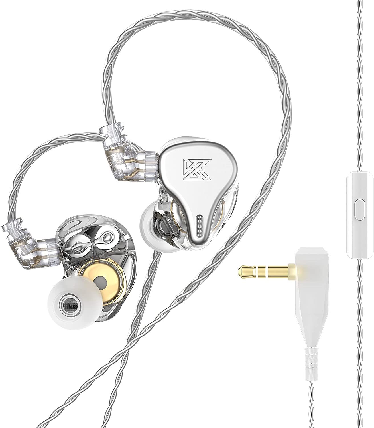 KZ DQ6 Hybrid 3DD headphones, HIFI bass dynamics, Ear monitor, Noise cancellation, HD microphone, Silver